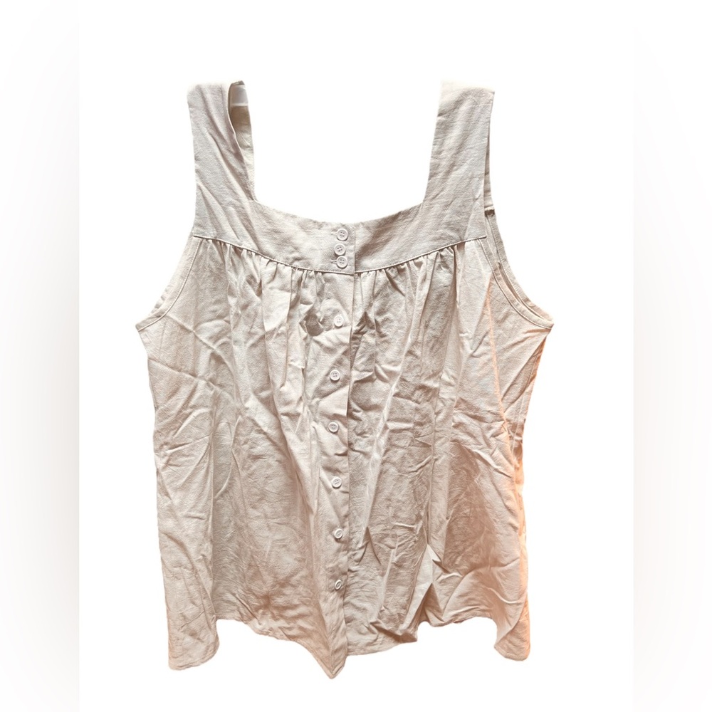 Women’s XL Emery Rose cream, button front, loose fitting tank top.